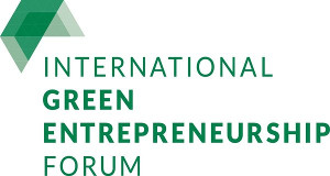 Grünes typografisches Logo des International Green Entrepreneurship Forum